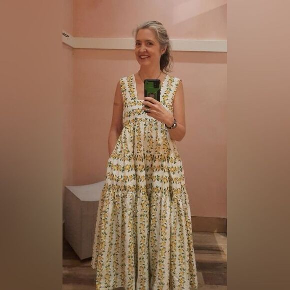 NEW ANTHROPOLOGIE  Helena Smocked Midi Dress - Yellow Floral - Picture 7 of 11